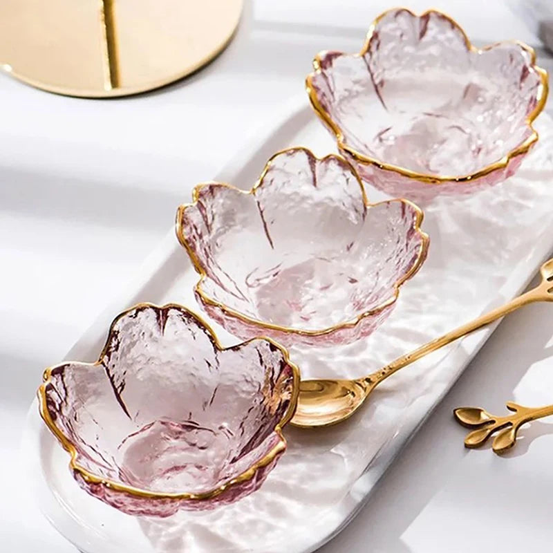 Elegant Cherry Blossoms Seasoning Plate | Nordic Glass Dish