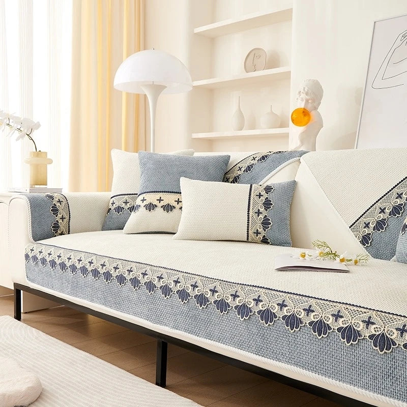 Stylish Lace Sofa Cover | Anti-Slip, Machine Washable, All-Season