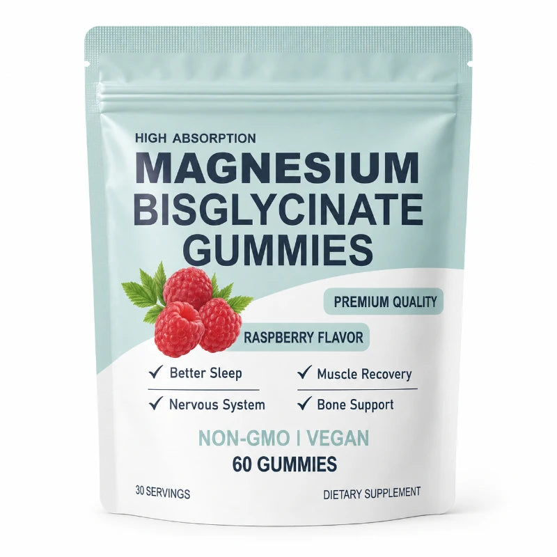 High Absorption Magnesium Bisglycinate Gummies | Vegan Raspberry Flavor