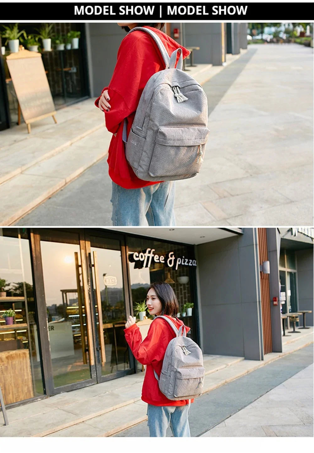 Personalized Corduroy Student Backpack | Anti-Theft School Bag for Teens