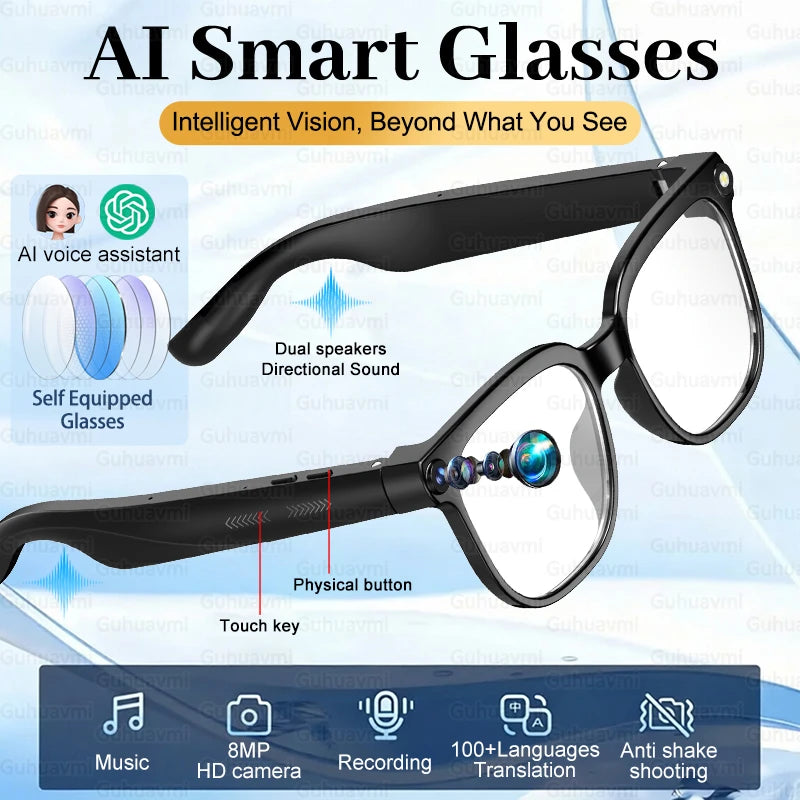 AI Smart Glasses with 8MP Camera | 4K Video and Voice Translator