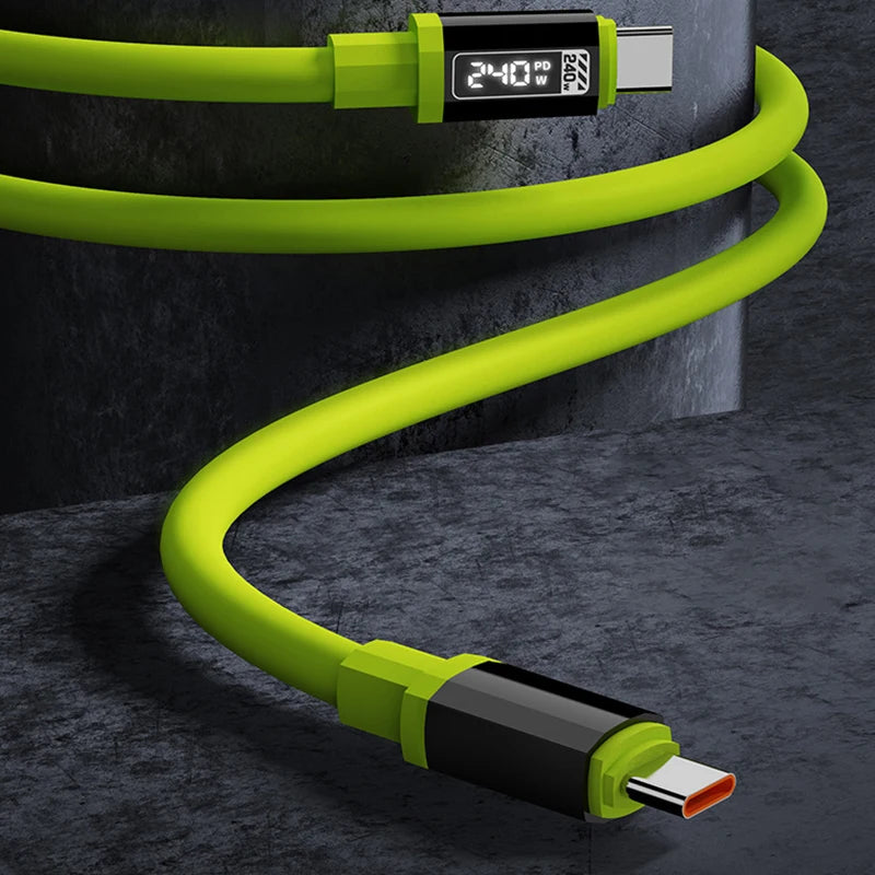 240W USB C Cable With Power Display | Fast Charging Cord