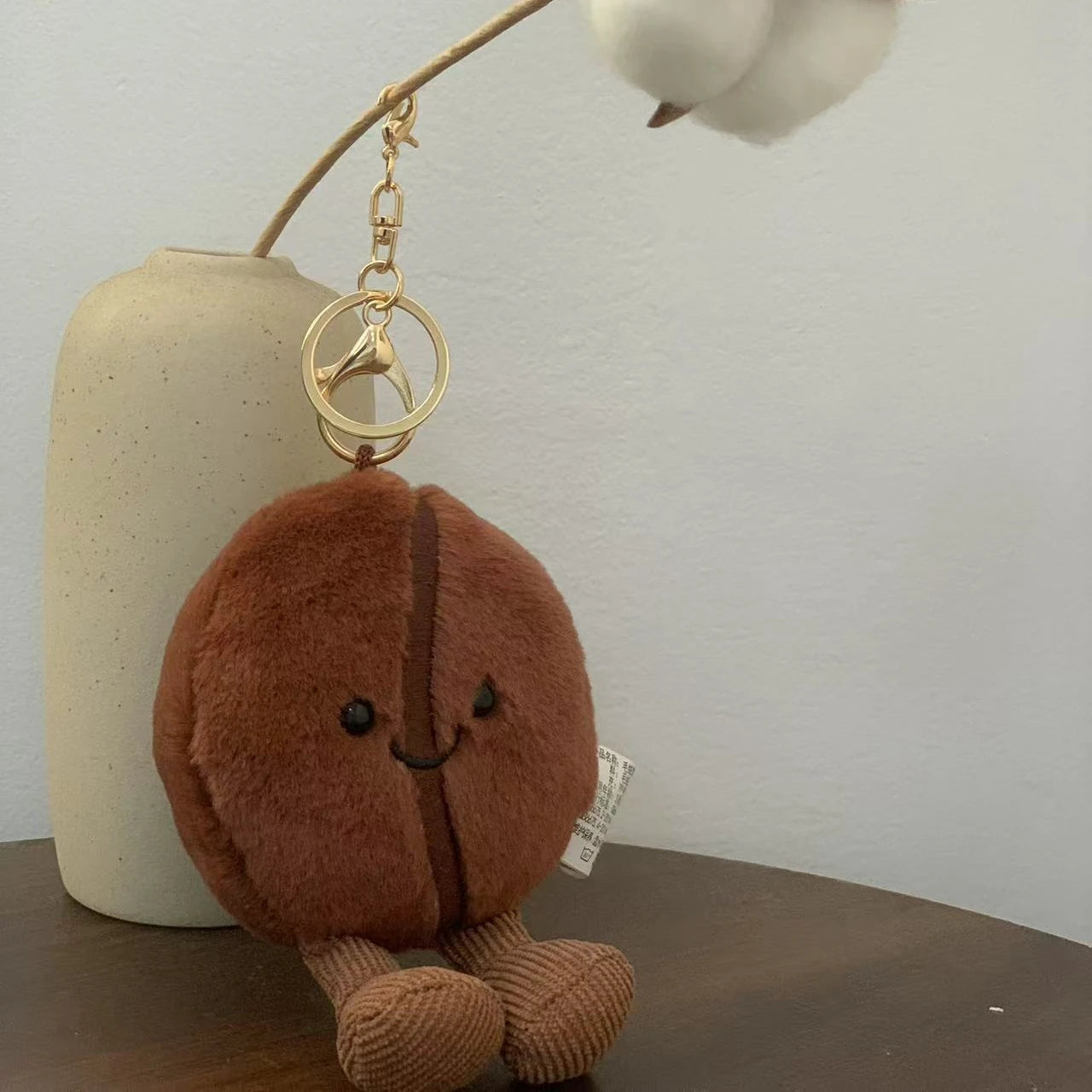 Cute Coffee Bean Plush Keychain – Adorable Bag Charm for Girls