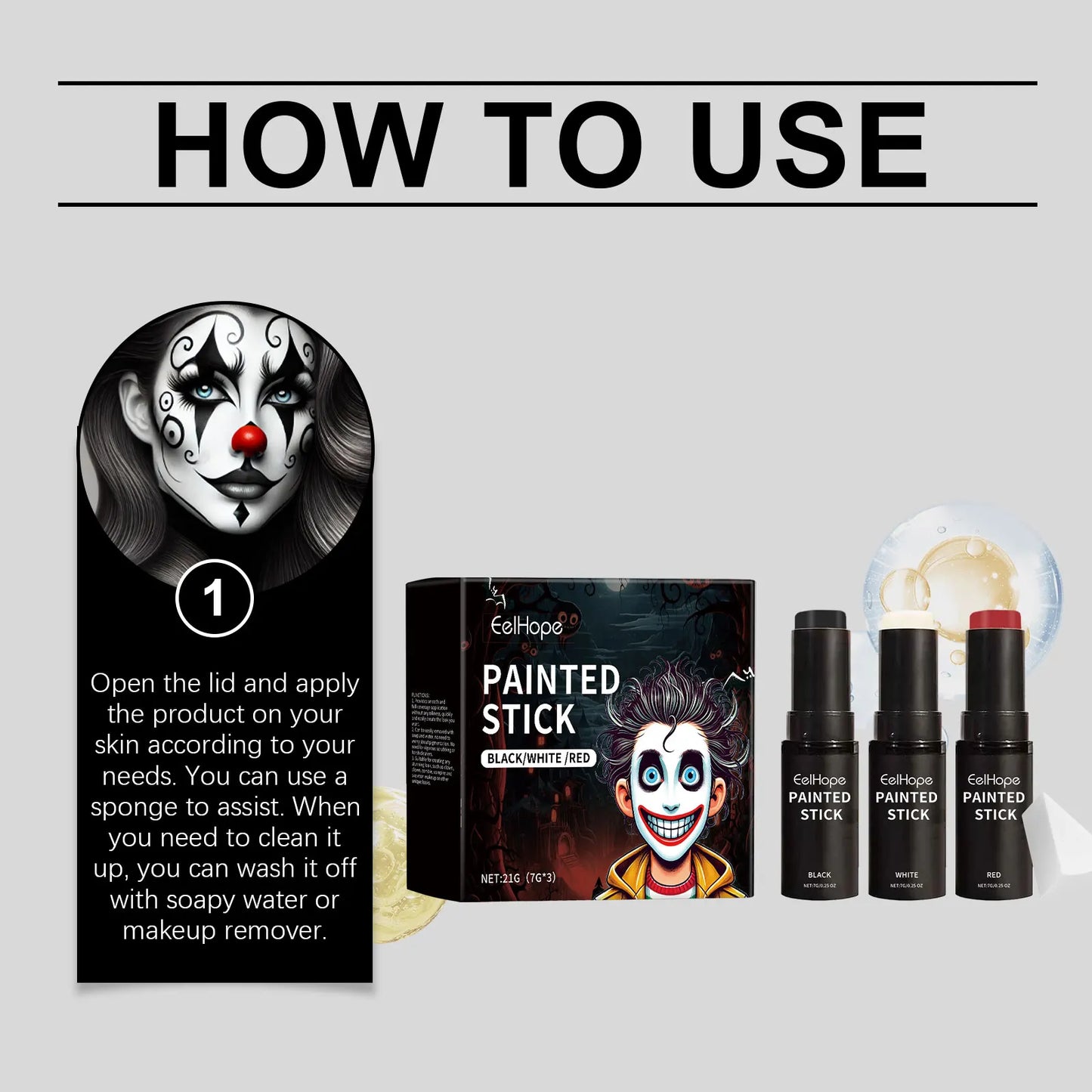 Halloween Body Paint Stick Set | Full-Coverage Makeup Essentials
