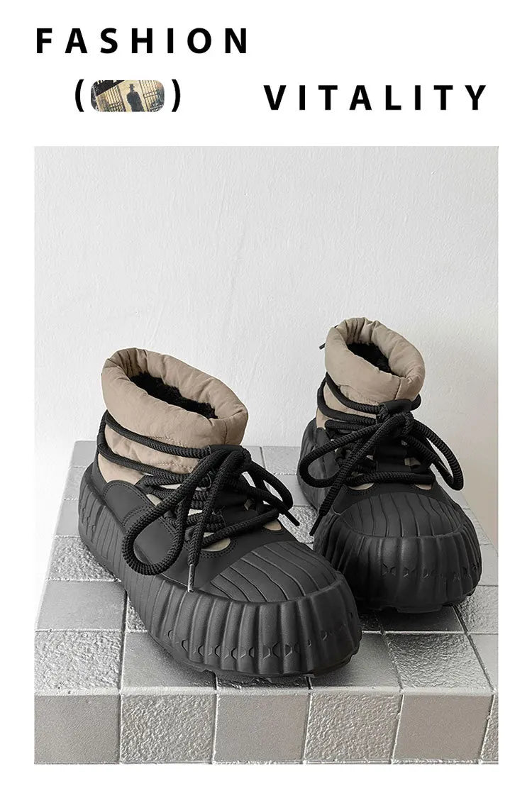Men's Warm Split Leather Snow Boots | Cozy Winter Ankle Shoes