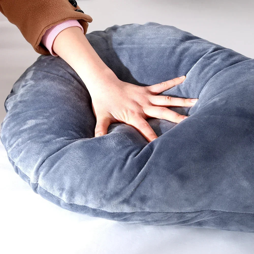 Soft Fleece U-Shape Pregnancy Body Pillow — Full Support Maternity Sleeping Cushion & Lumbar Side Protection Pillow