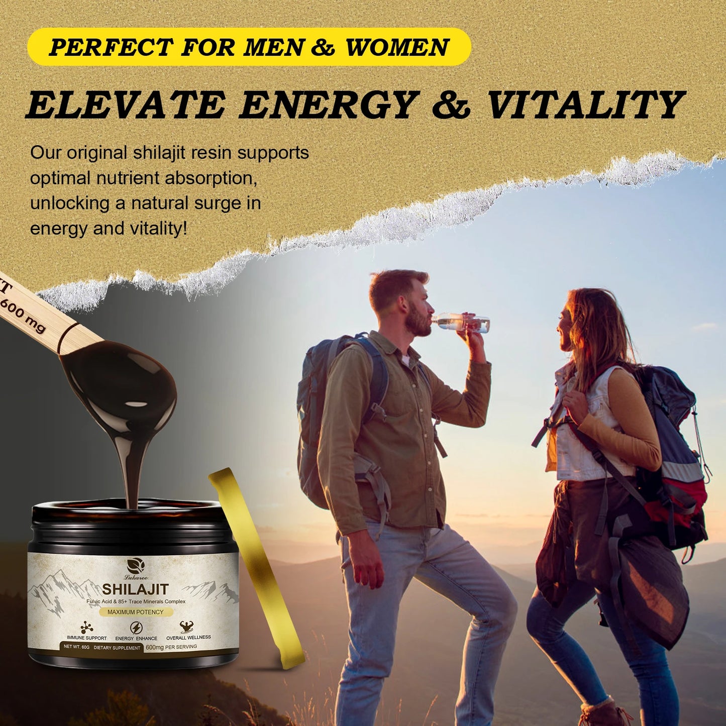 Premium Shilajit Supplement with 85+ Trace Minerals | Energy Boost