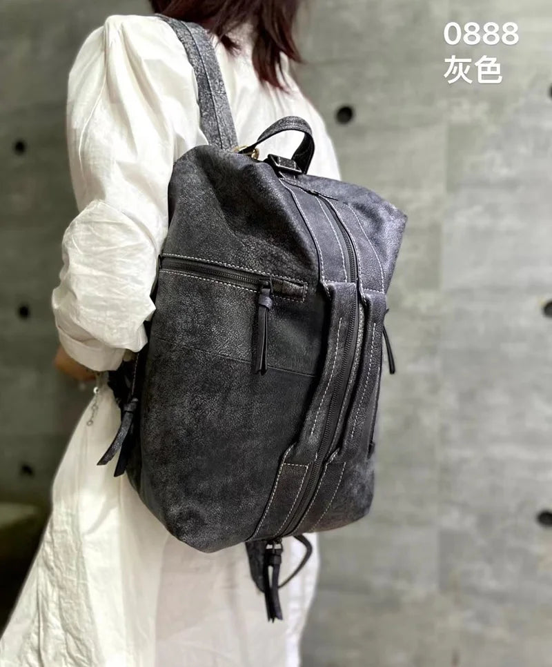 Retro Multi-Functional Vintage Backpack | Large Capacity Leather Bag