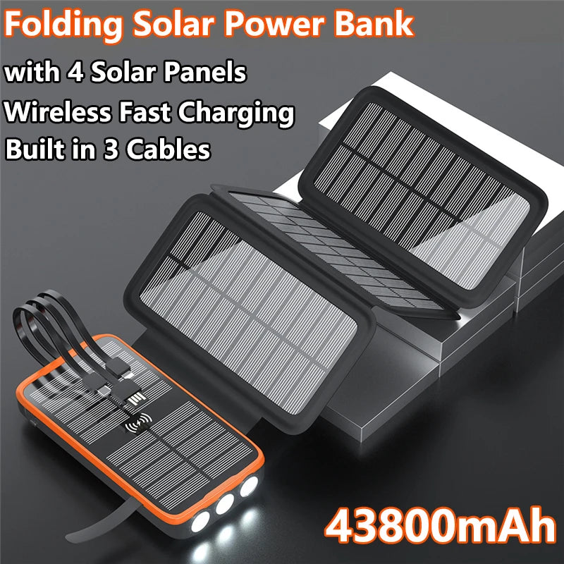 43800mAh Wireless Solar Power Bank | Fast Charging & Eco-Friendly