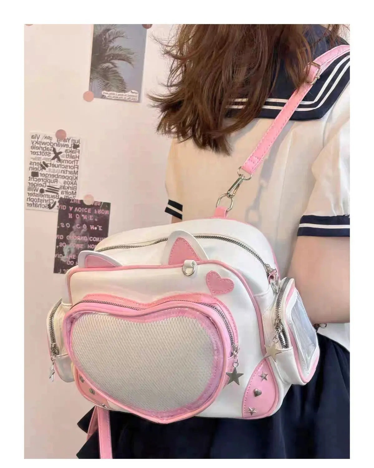 Cute Cat Rivet Backpack for Women | Chic Y2K Aesthetic Style