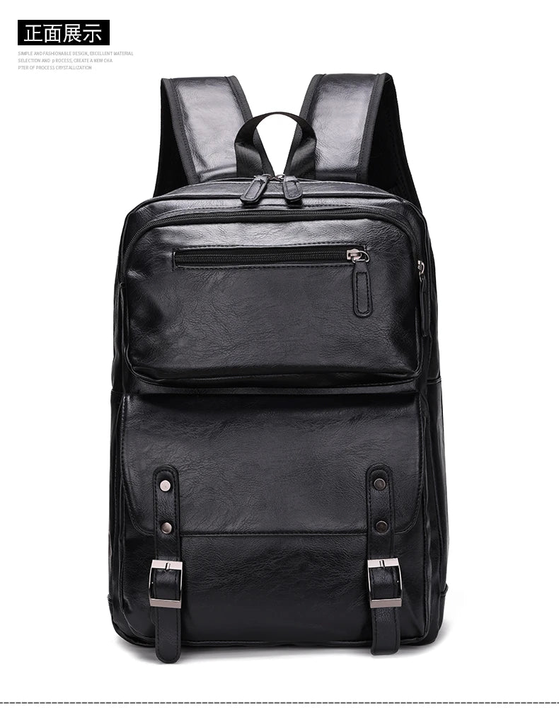 Men's Casual PU Leather Laptop Backpack | Stylish Travel Bags