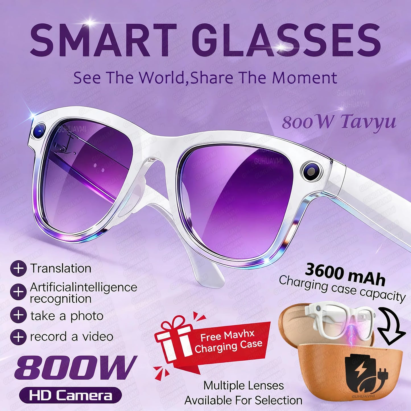 AI Smart Glasses | Real-Time Translation, Video Recording & Music