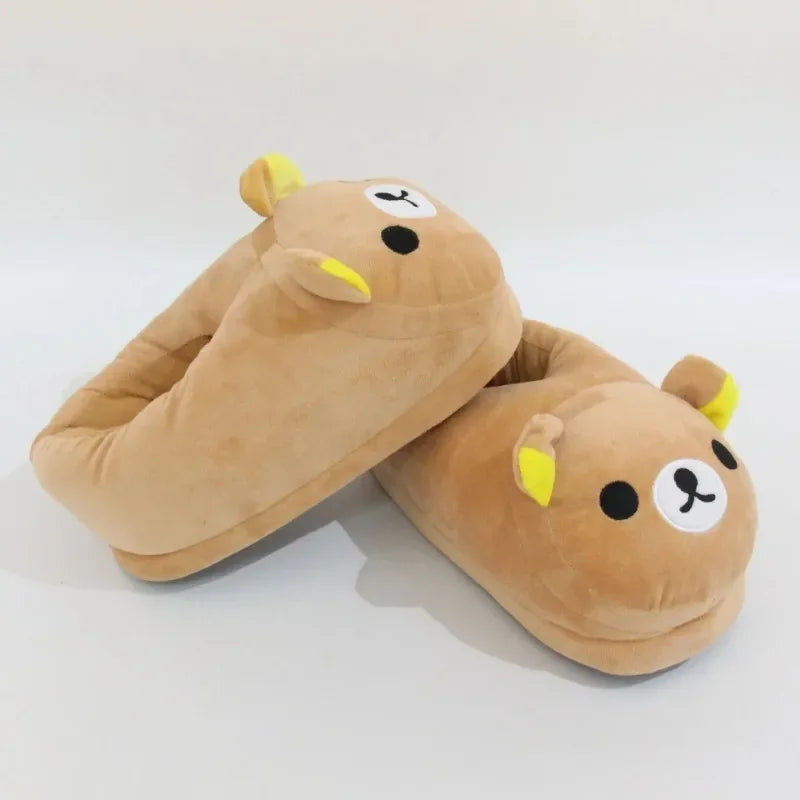 Cute Plush Fleeces-Lined Winter Bear Cartoon Slippers