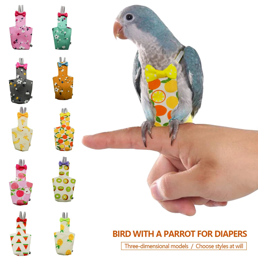 Cute Colorful Fruit Floral Bird Diaper | Washable Pet Flight Suit