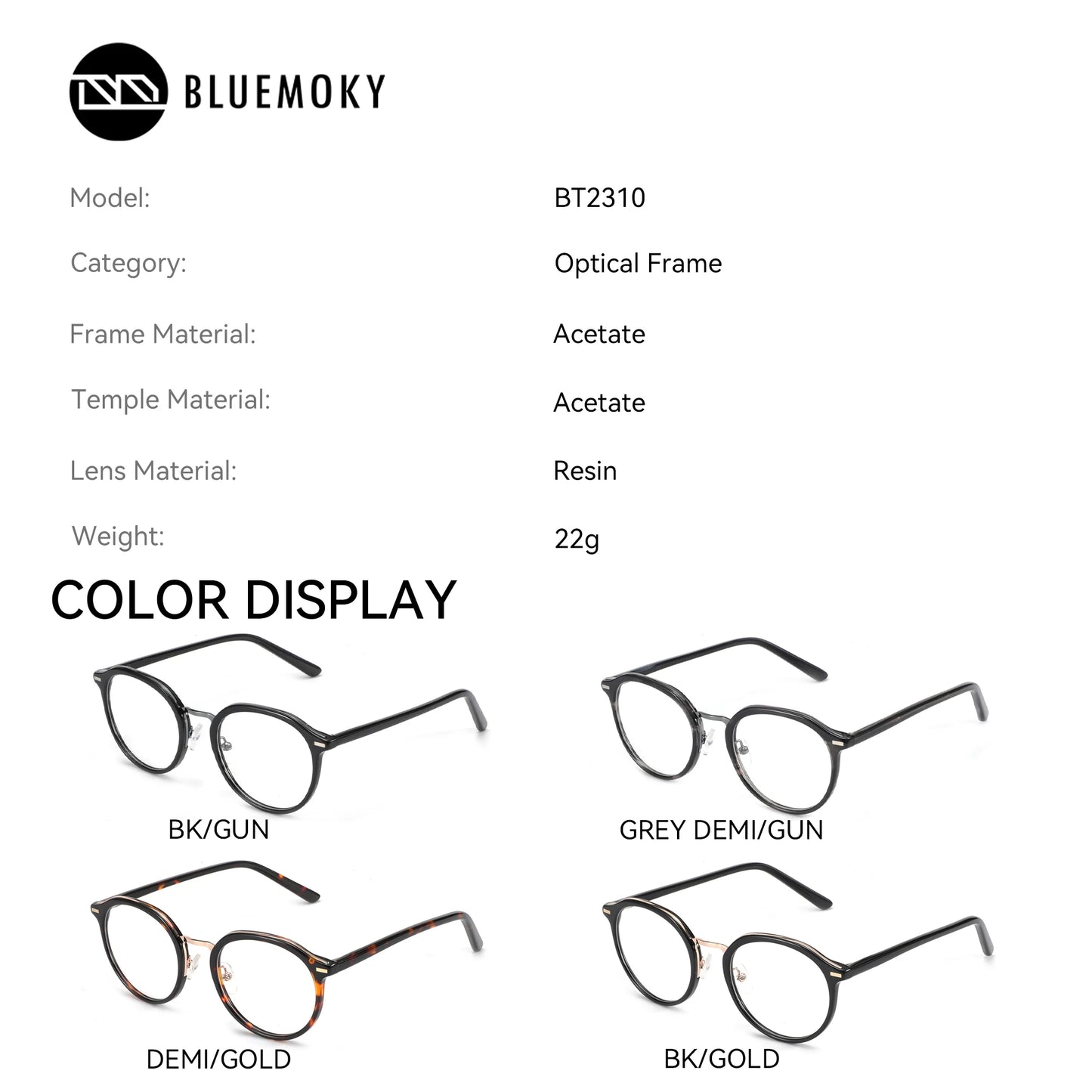 Stylish Round Acetate Prescription Glasses for Women | Anti Blue Light