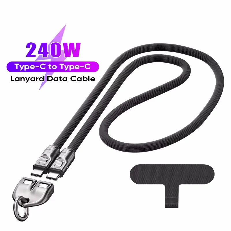 2 in 1 USB-C Phone Lanyard Charging Cable | Fast Charge & Data Transfer