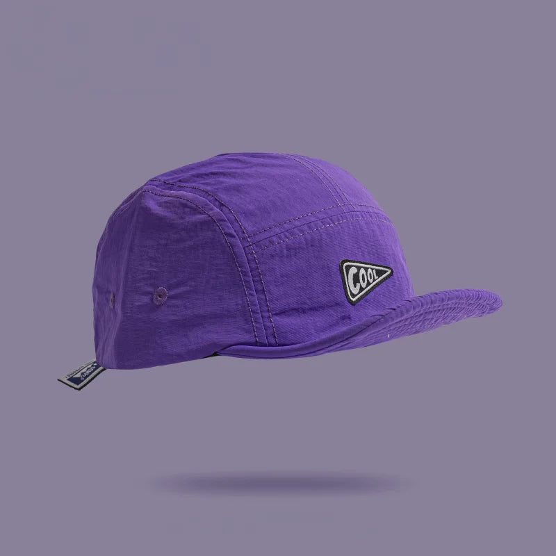 Unisex Vintage 5 Panel Embroidered Short Brim Cap | Quick Dry Hat