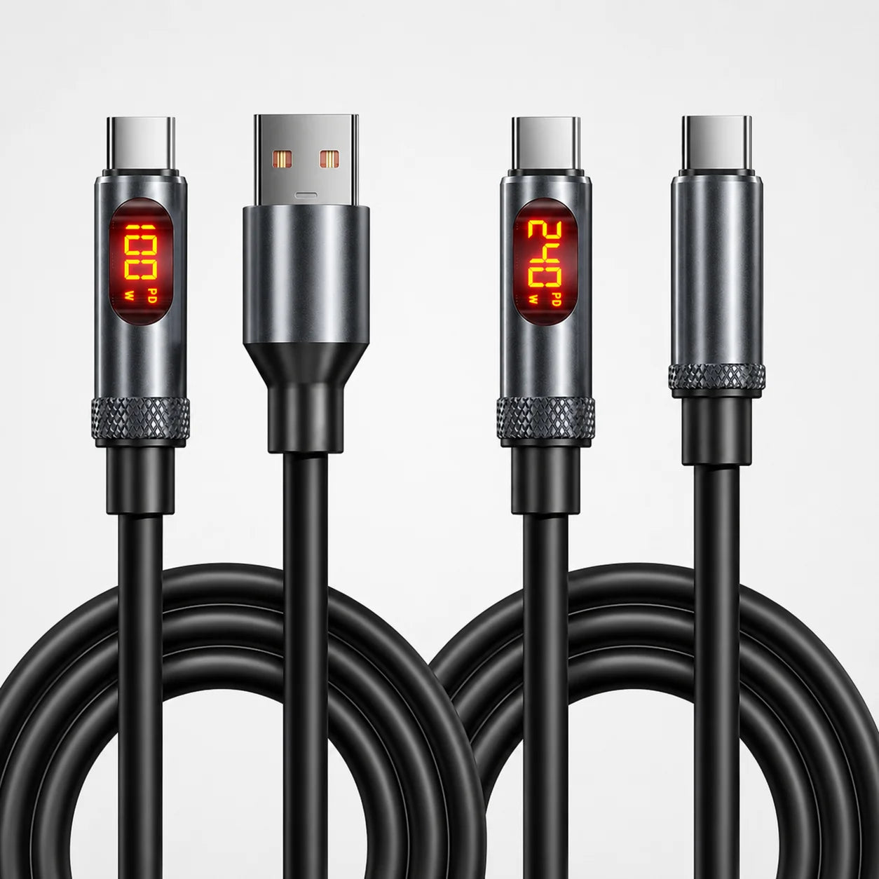 USB C Fast Charging Cable with LED Display | 100W & 240W