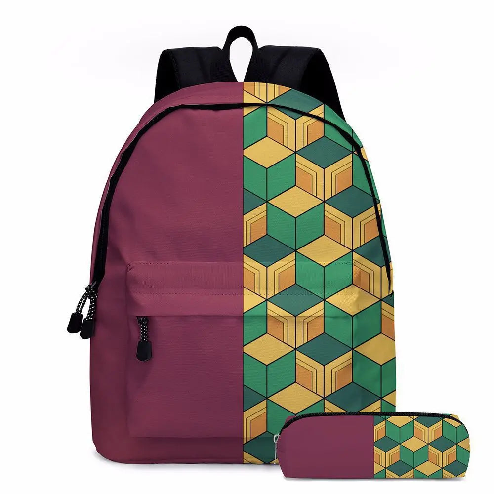 Anime Demon Slayer Backpack Set | Stylish Schoolbag & Pen Bag