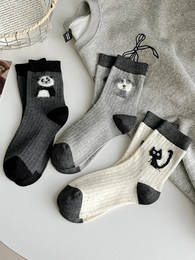 Cute Cartoon Animal Socks for Women | Kawaii Mid-Calf Style