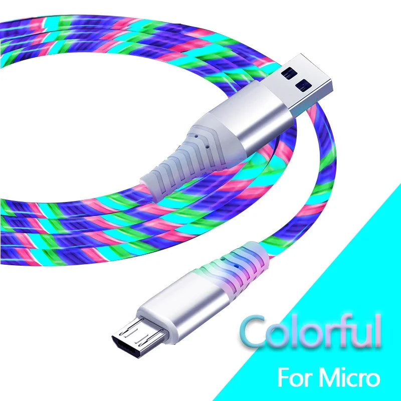 LED Glowing Fast Charging USB C & Micro USB Cable