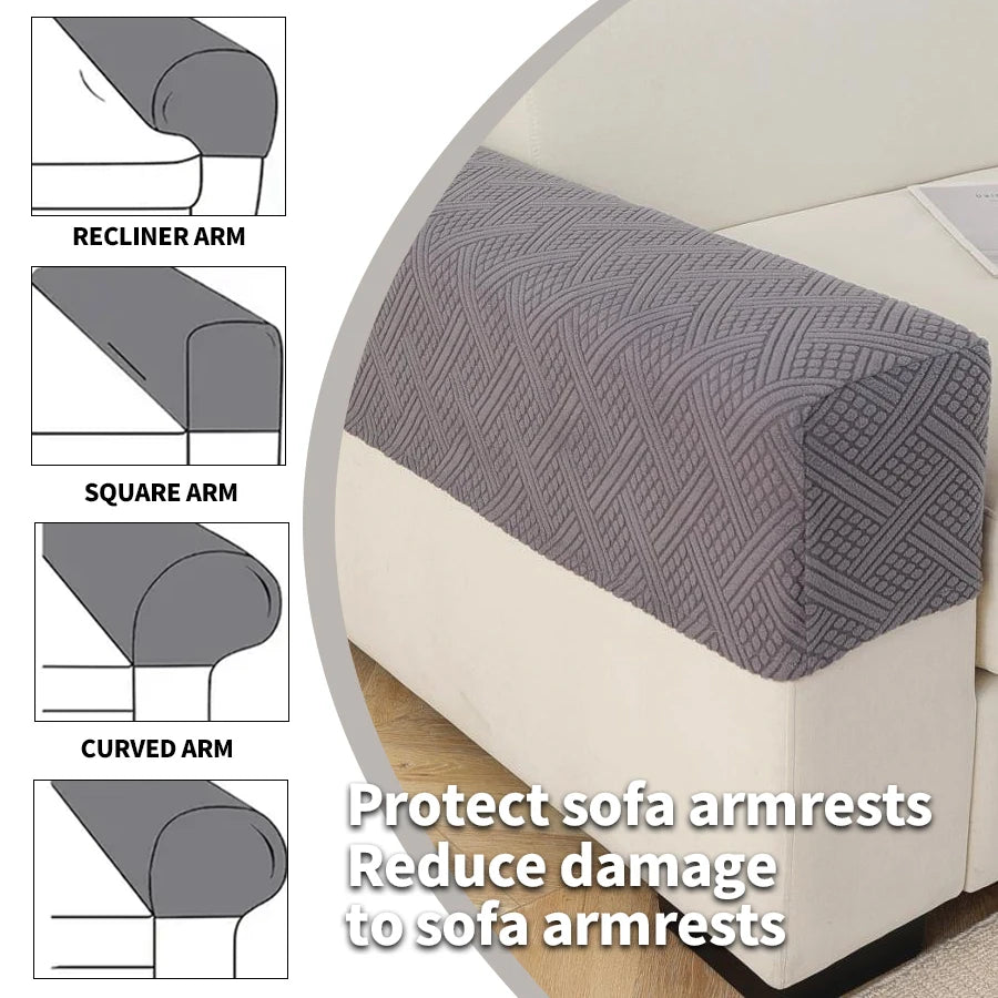 2pcs Anti-Slip Armchair Covers | Soft Jacquard Sofa Armrest Protector