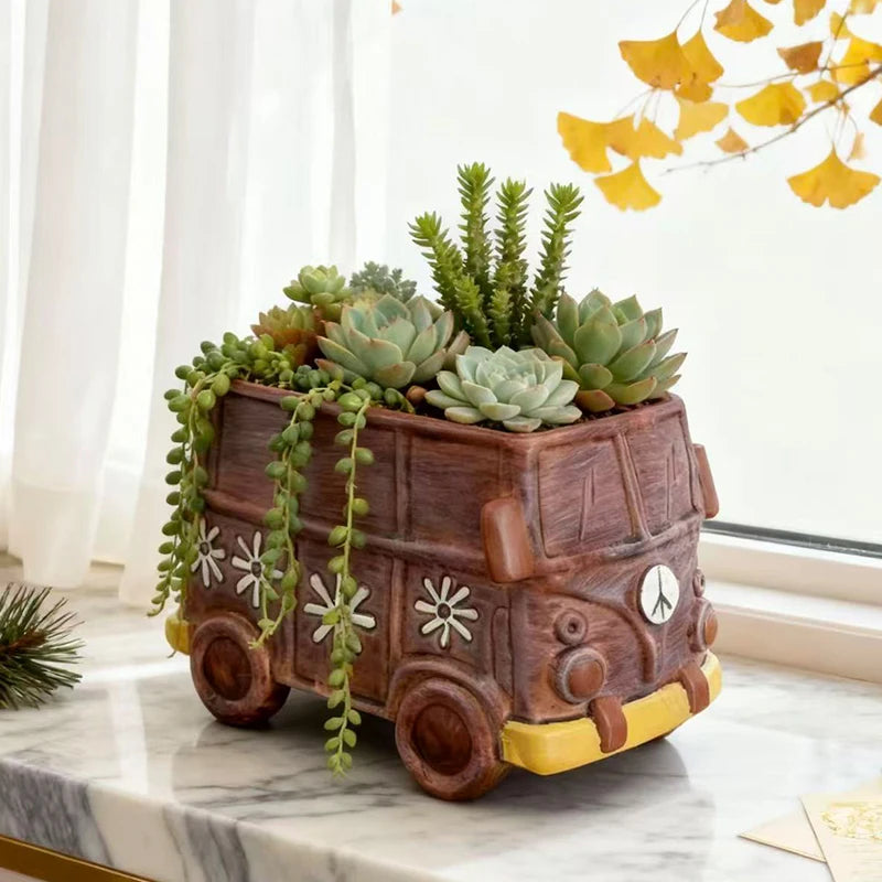 Creative Bus Car Flowerpot | Unique Home Garden Decor