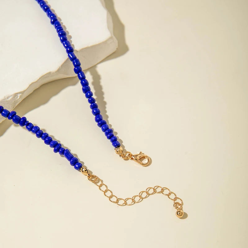 Y2K Boho Acrylic Ceramic Fish Starfish Mushroom Pendant Colorful Bead Choker Necklace For Women Beach Ocean Jewelry Accessories