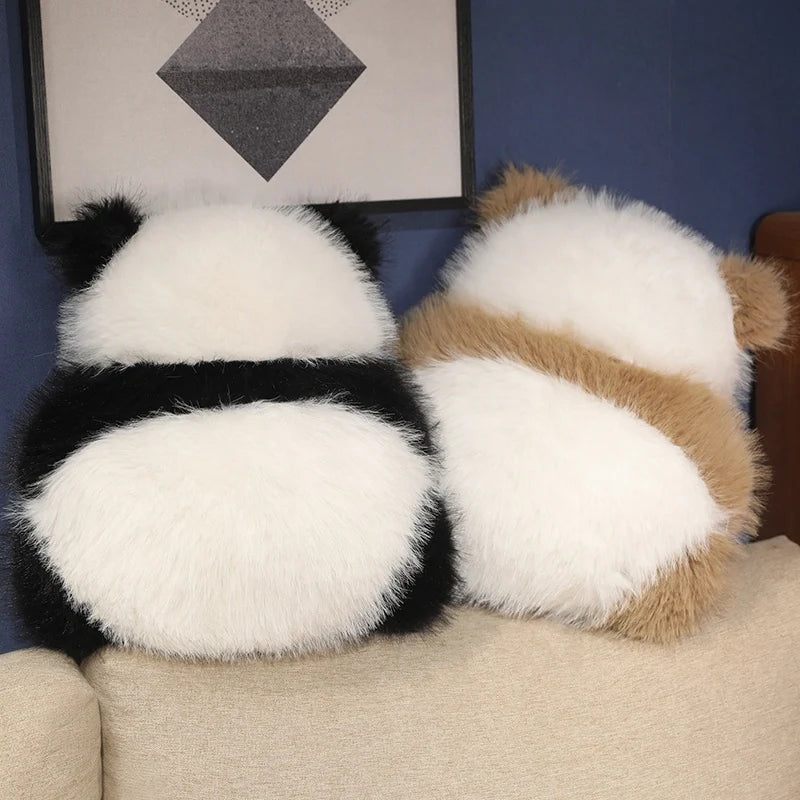 Super Fluffy Chocolate Panda Plush Cushion — Nordic Style Back-View Panda Hug Pillow, Soft Waist Support & Cute Sofa Decor
