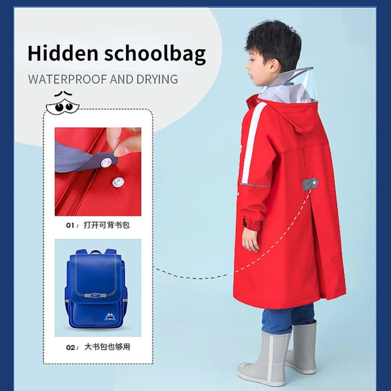 Children's Waterproof Raincoat with Schoolbag | Perfect for School Days