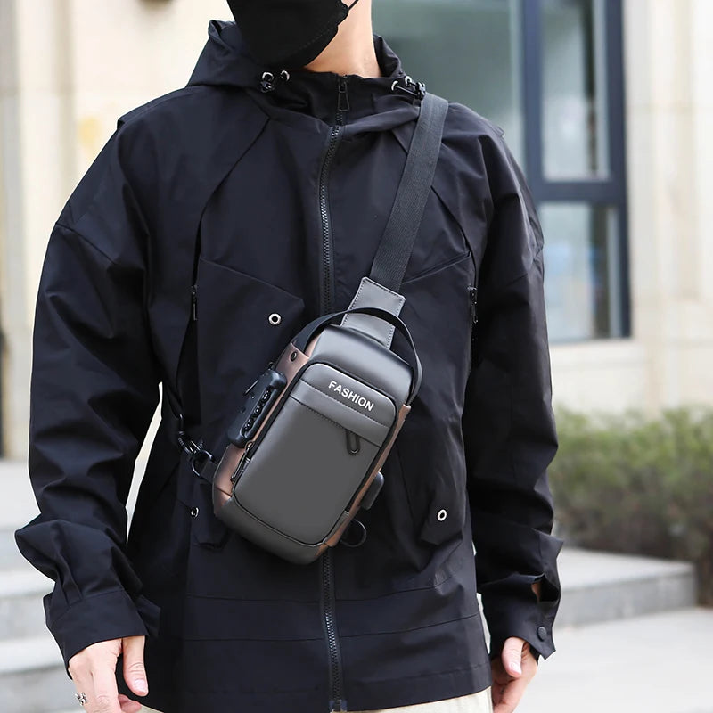 Men's Anti-Theft Sling Bag | USB Charging Crossbody Pack