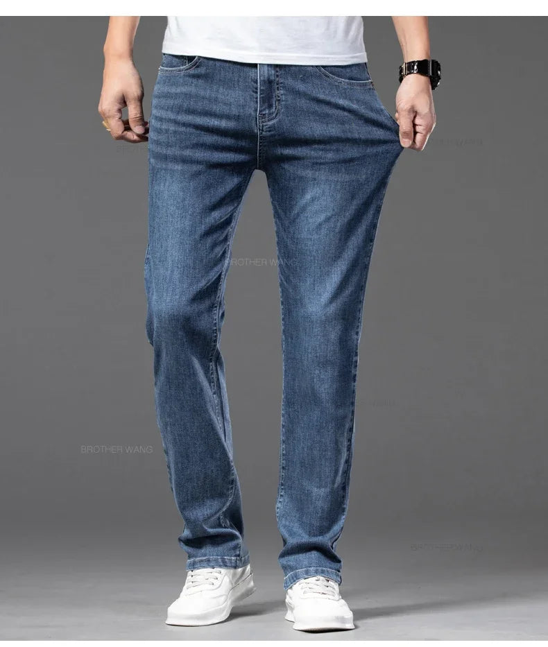 Men's Casual Loose-Fit Straight Jeans | Comfortable Everyday Denim