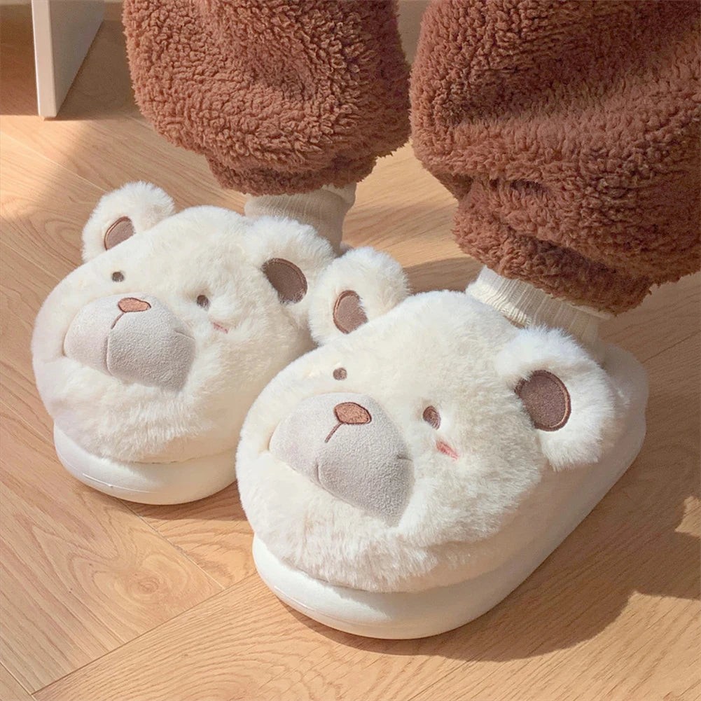 Adorable Bear Plush Slippers | Cozy & Warm Indoor Footwear
