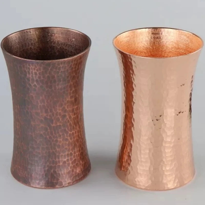 Vintage Pure Copper Coffee Cup,Handcrafted Engraving Hammer Texture 300 ml Beer Moscow Mule Tumbler Milk Mug,Tea Water Tableware