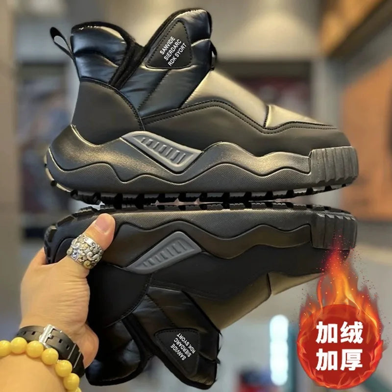 Men's Warm Plush Snow Boots | Thick Fleece Lined Winter Footwear