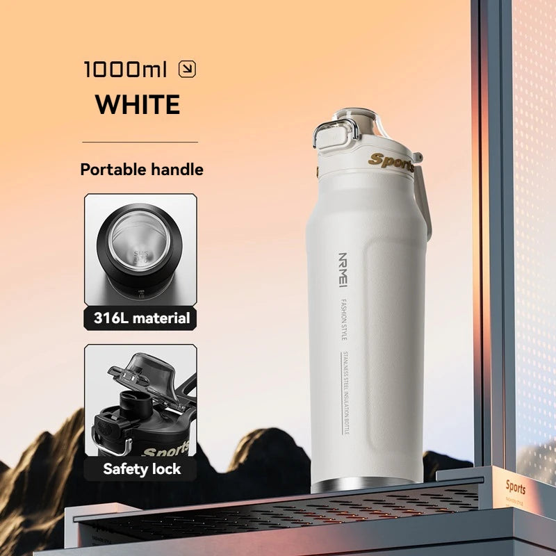 1L Stainless Steel Thermos Bottle | Iced & Heat Insulated Flask