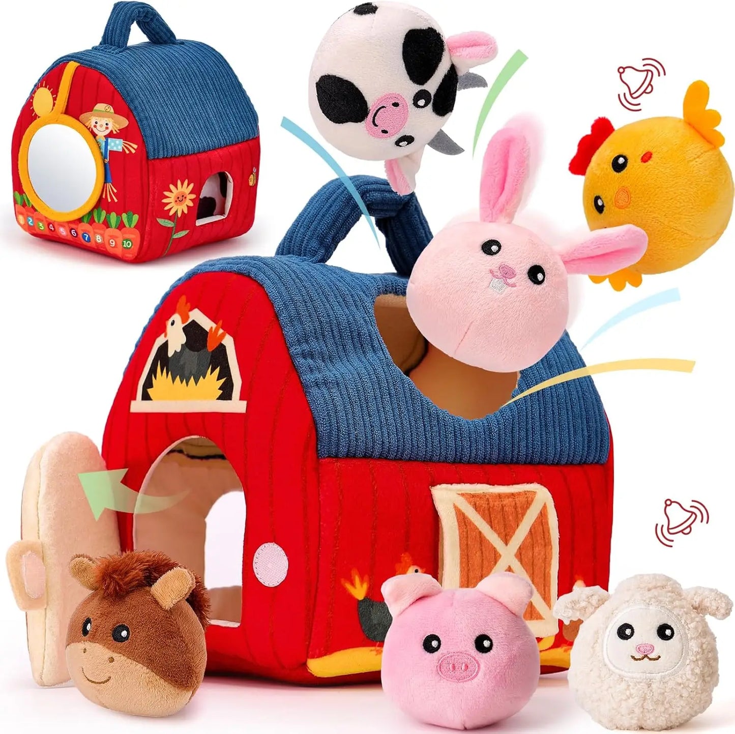 Plush Baby Beehive Toy with Stuffed Farm Animals | Sensory Fun