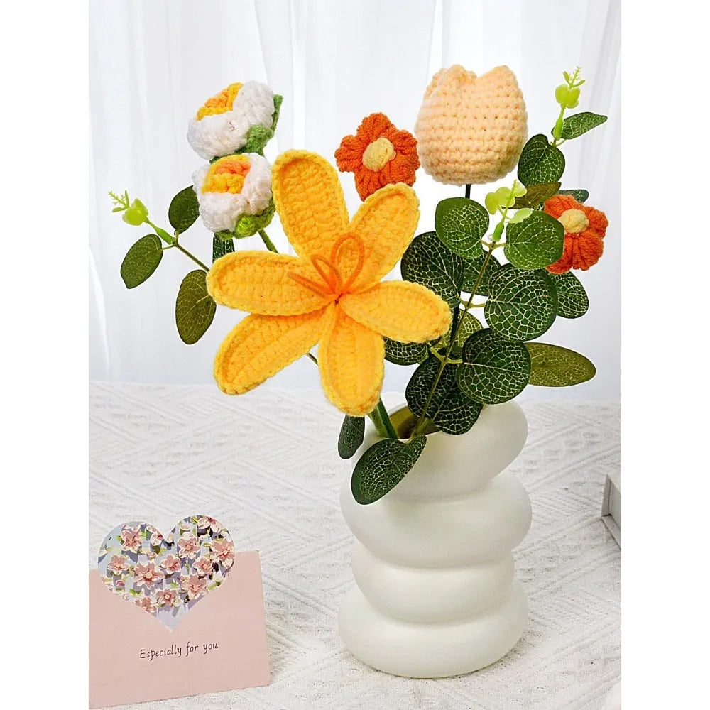 Knitted Flowers Bouquet | Beautiful Crochet Tulips & Daisies