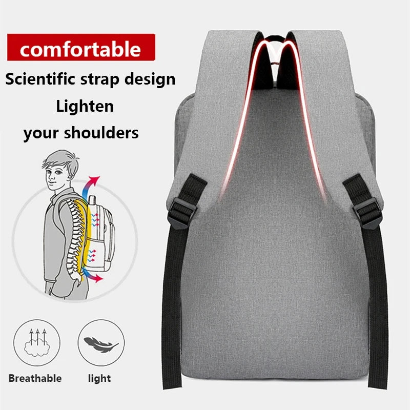Men's Waterproof Oxford Laptop Backpack with USB Charging Port