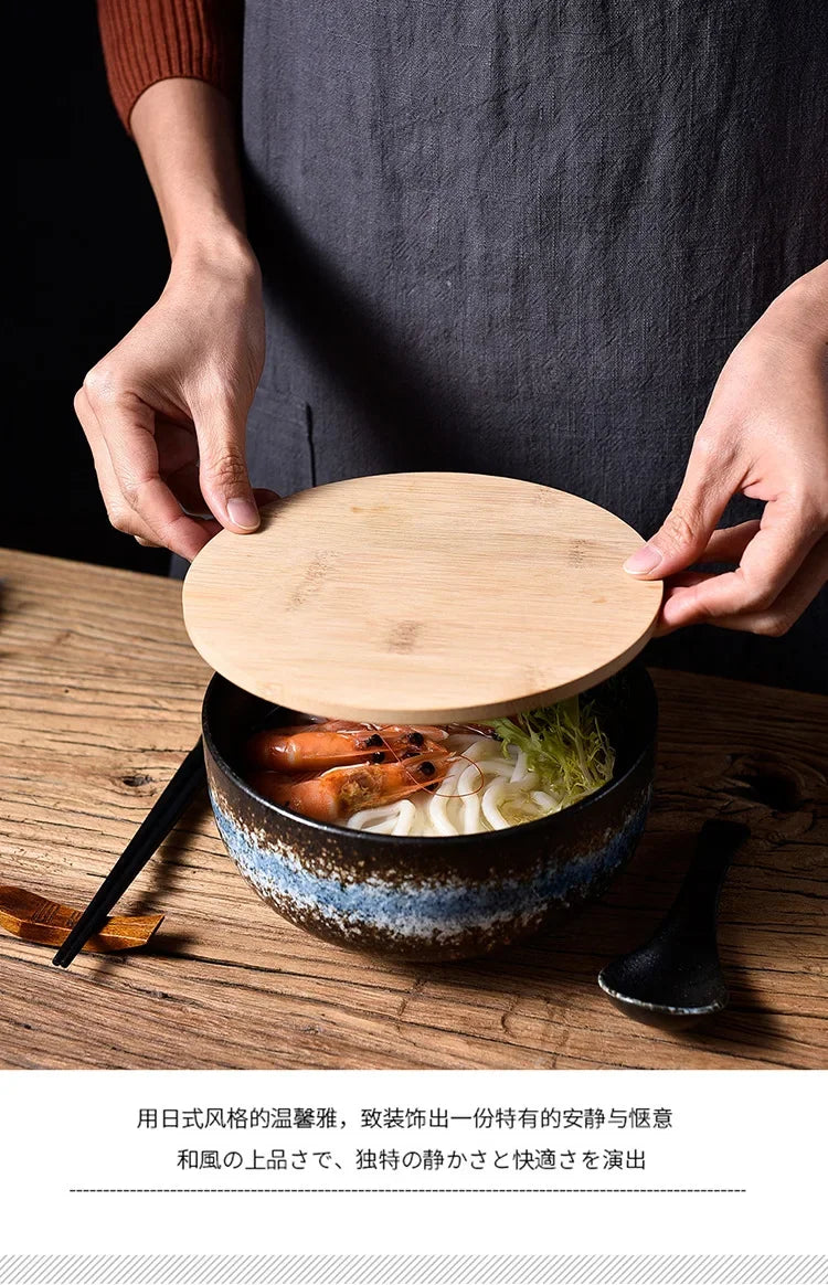 Japanese Style Ceramic Ramen Bowl Set | Elegant Dinnerware