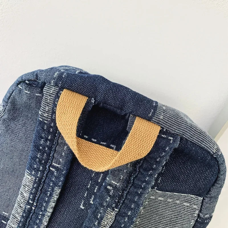 Trendy Washed Denim Backpack | Stylish College Laptop Bag