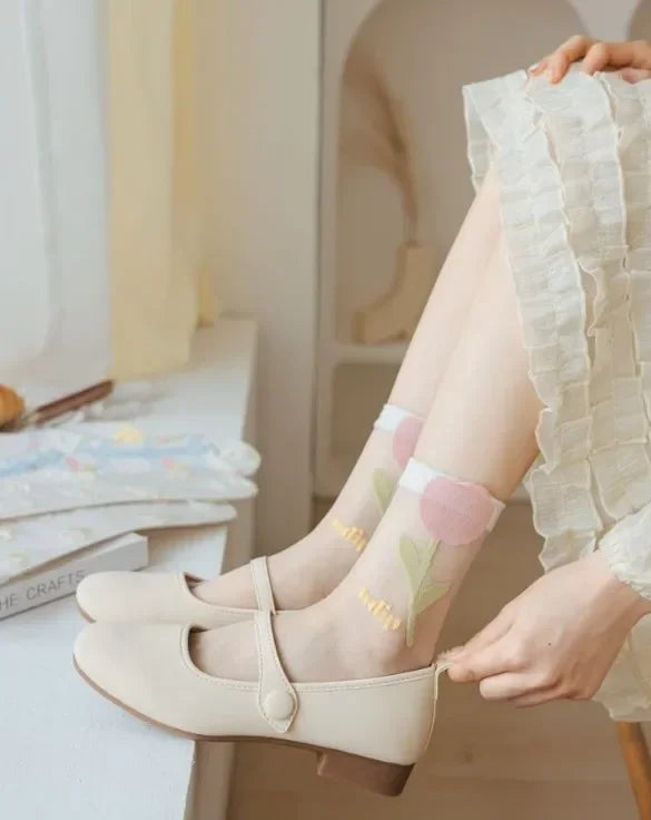 Women's Crystal Silk Socks | Ultra-Thin Breathable Lace Socks