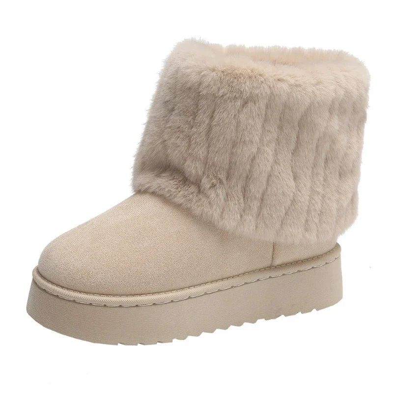 Men's Korean Style Fleece Snow Boots | Warm Plush Mid-Calf Winter Loafers