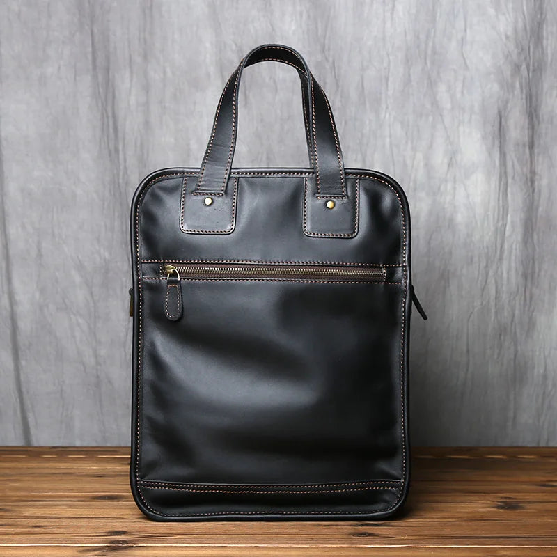 Men's Leather Messenger Bag | Casual Briefcase for 14 Inch Laptop