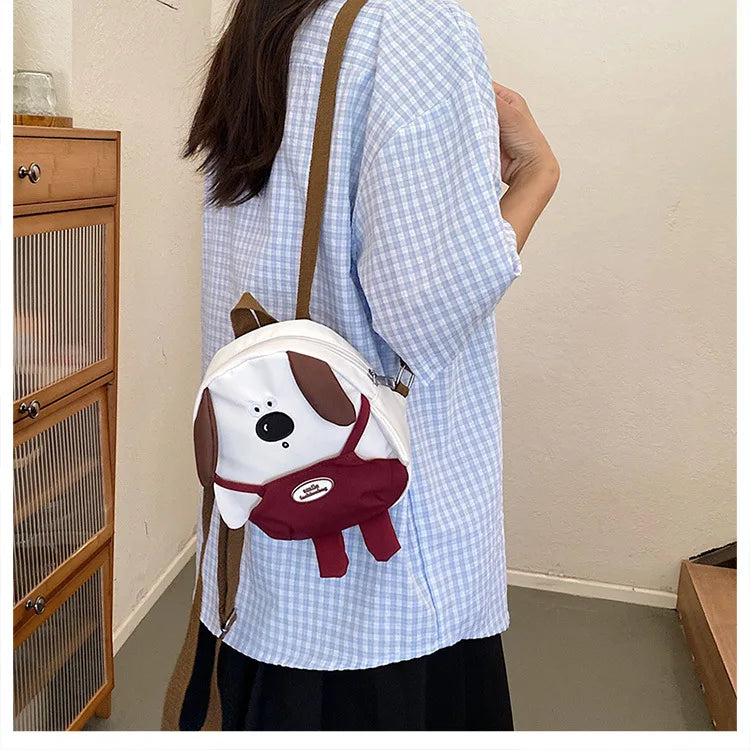 Cute Cartoon Dog Mini Backpack | Adjustable Canvas Travel Bag