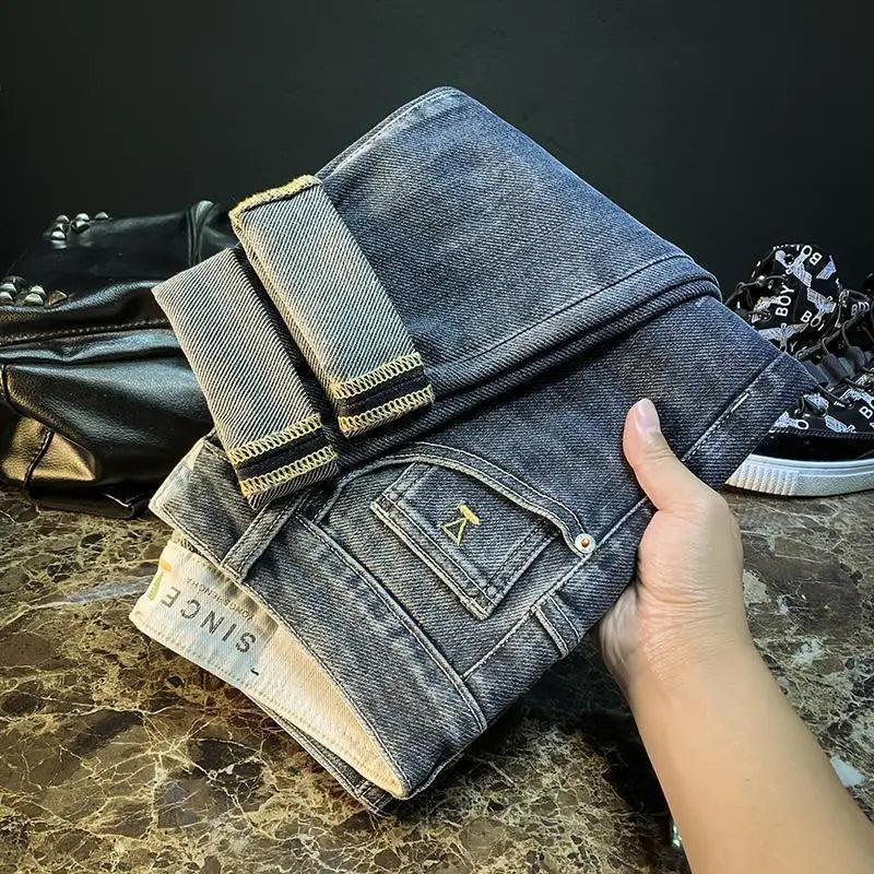 Trendy Men's Cropped Jeans | Casual Loose Fit Denim Pants
