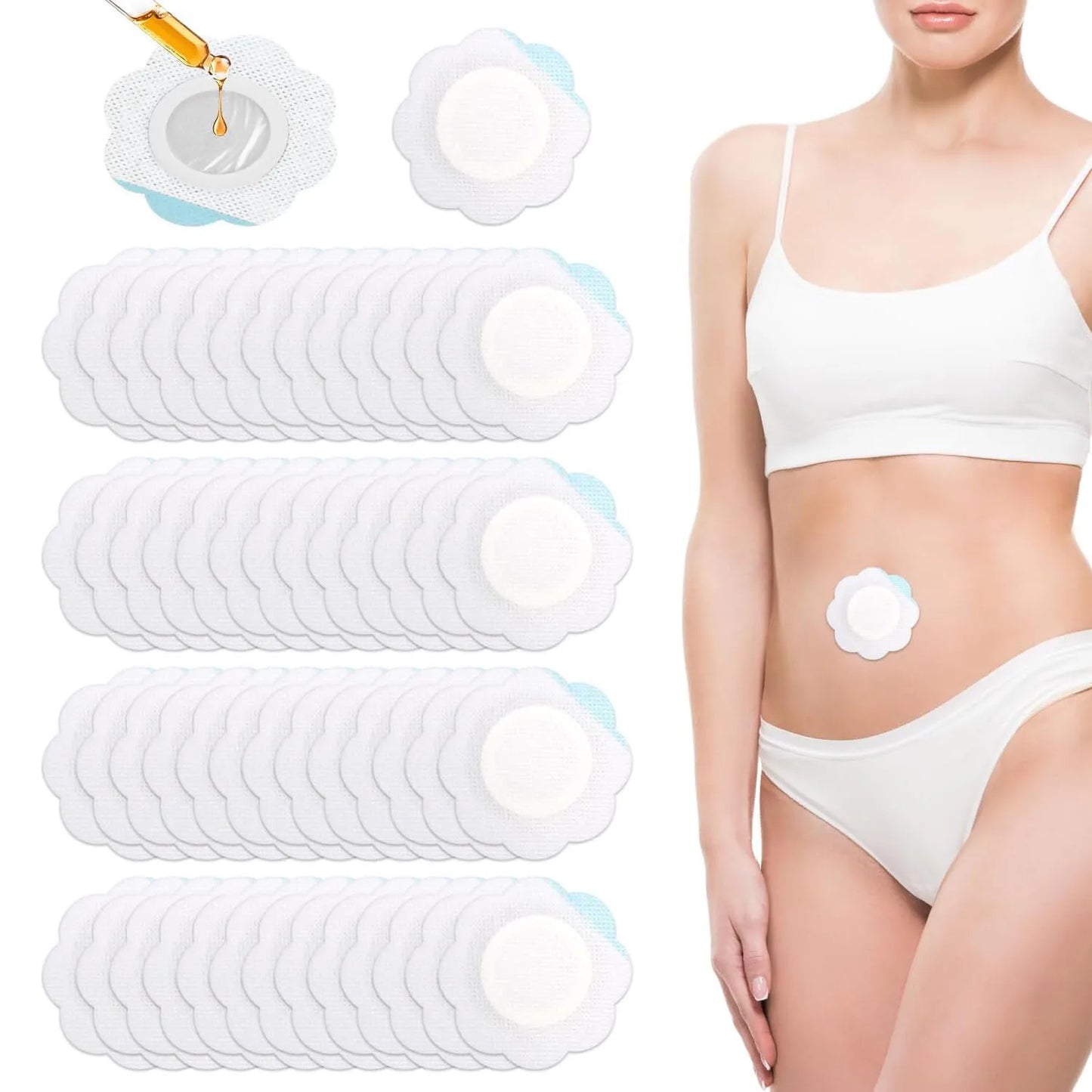 10-50PCS Castor Oil Belly Button Patches | Organic Cotton Self-Adhesive