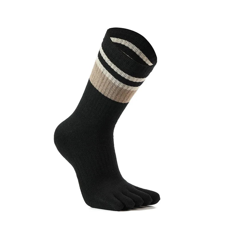 Thick Cotton Striped Winter Toe Socks for Men | Ultimate Warmth