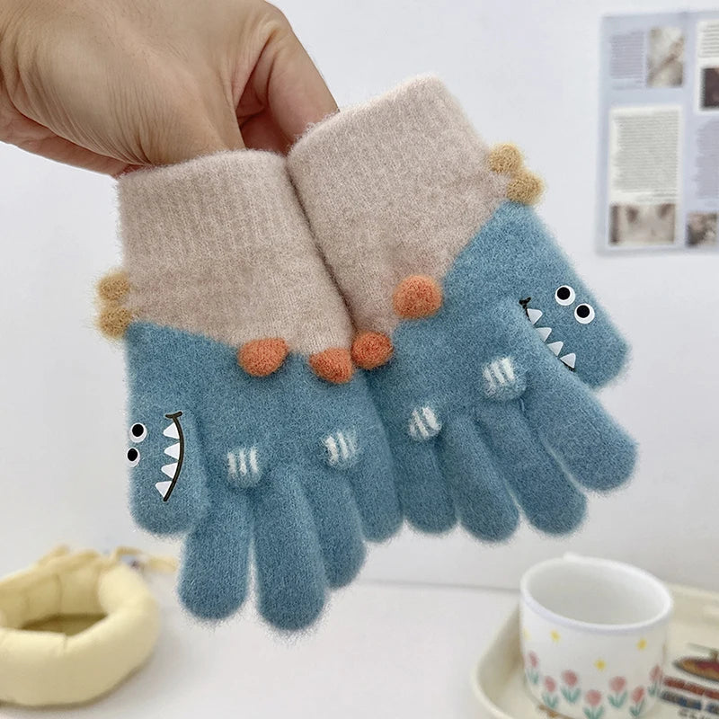 Cute Baby Dinosaur Gloves for Kids | Warm Autumn Winter Mittens