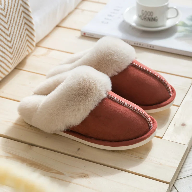 Women's Luxury Faux Suede Plush Slippers | Cozy Winter House Shoes